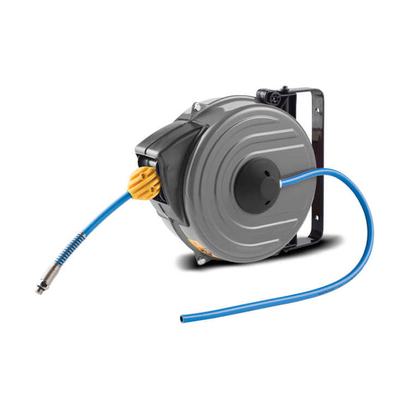 Faicom Compact Enclosed Air Hose Reel – 10m x 3/8” hose. A revolutionising air reel suitable for a wide range of applications in workshop and factories.