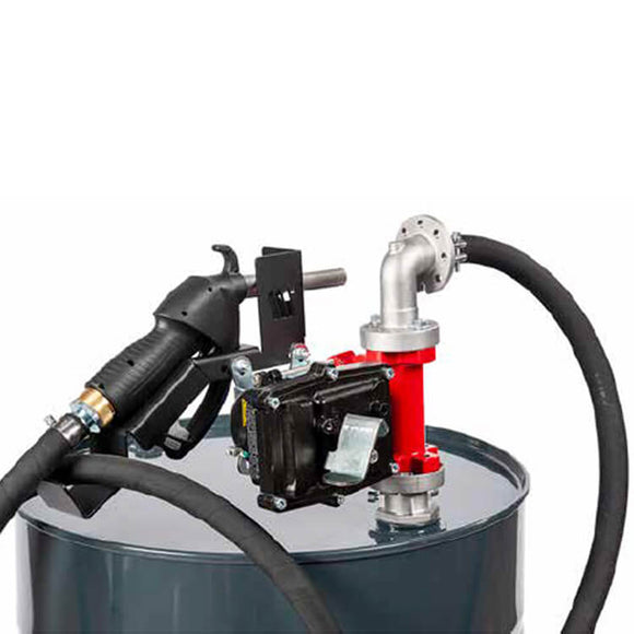 MECLUBE Electric Petrol Pump Kit, 12V - manual nozzle. No need for heavy fuel cans & containers with this compact 12V diesel dispensing kit. Makes diesel dispensing in the field safer for the environment & the user.