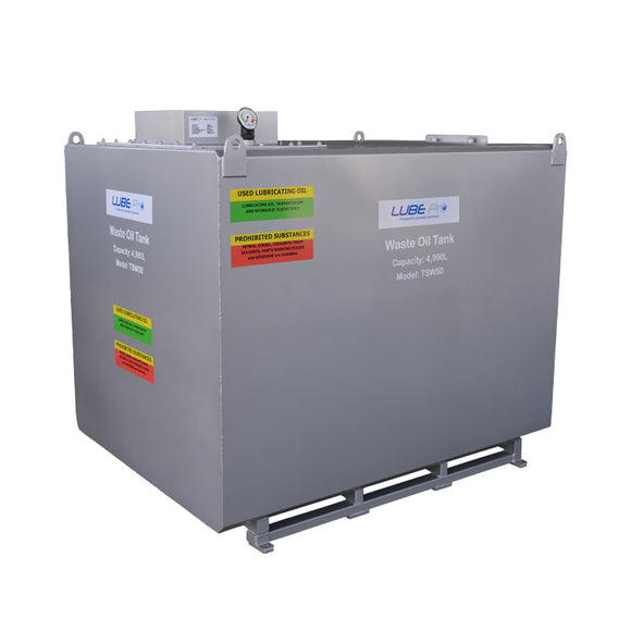 Lube Pro Steel Self Bunded Waste Oil Tank, 4990L – A premium quality 4,990L double bunded tank which meets or exceeds New Zealand standards for waste oil storage, and is suitable for outdoor applications.